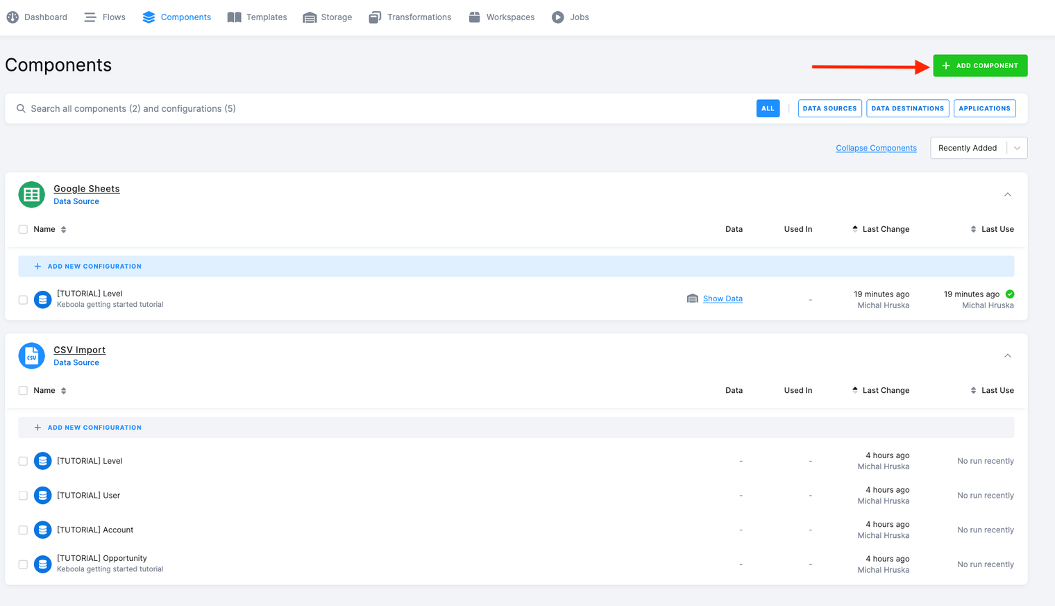 Screenshot - Add a component